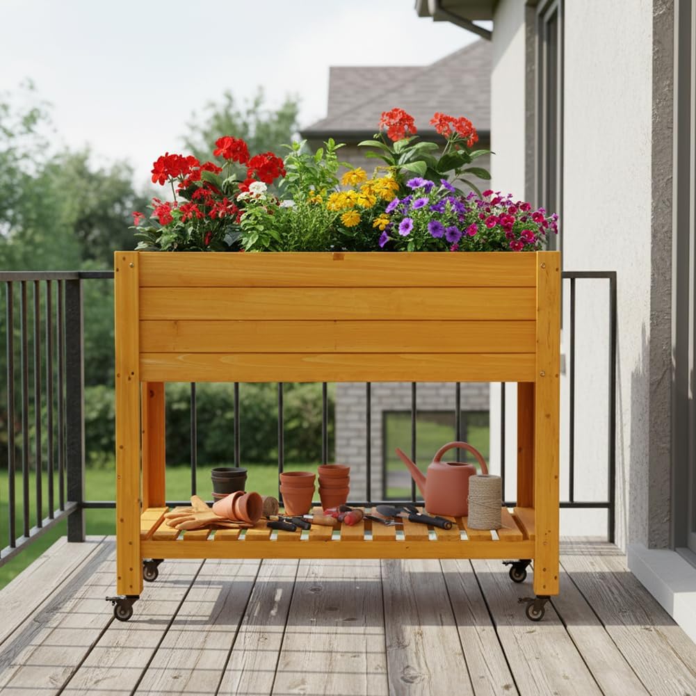 Mobile Wooden Elevated Raised  - đánh giá và giá Raised Garden Bed