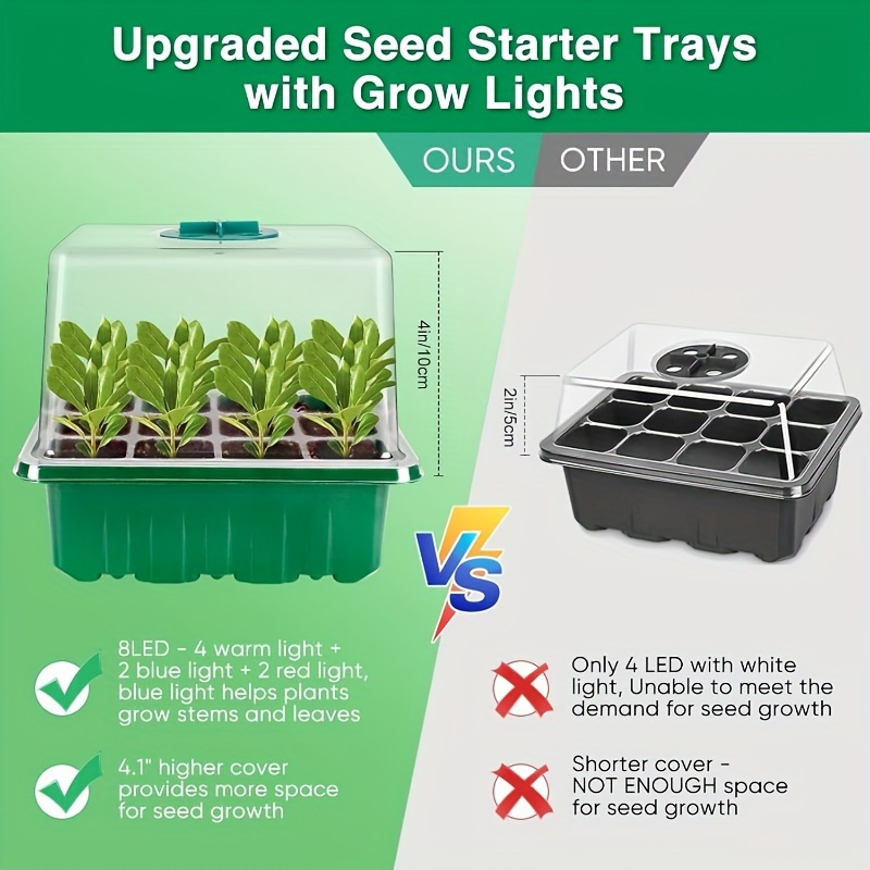LED Grow Light Garden Plant Su - đánh giá và giá Seed Starter Tray